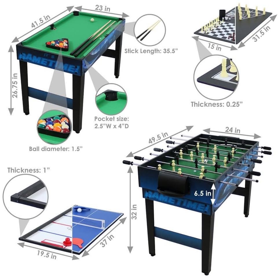 Multi-Game Table Sunnydaze, 10-Combination