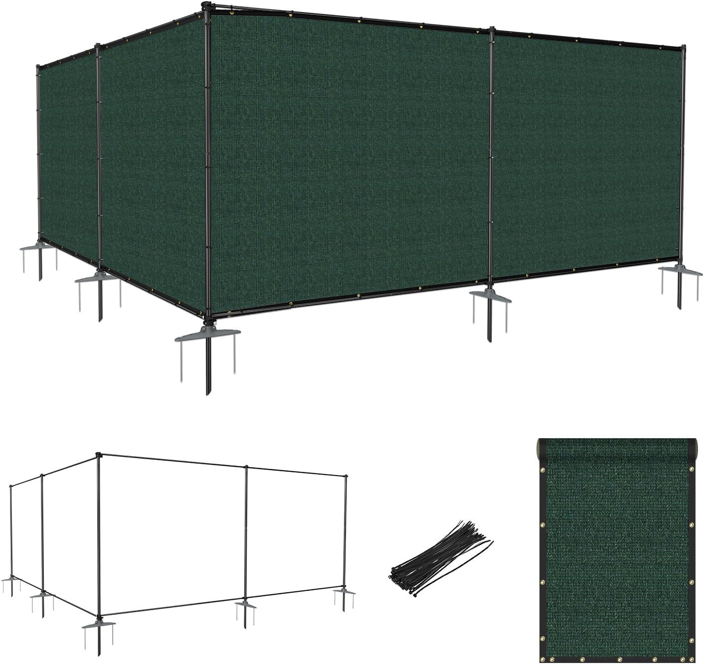 6'Hx24'W Outdoor Freestanding Privacy Screen Fence Panels, BLACK