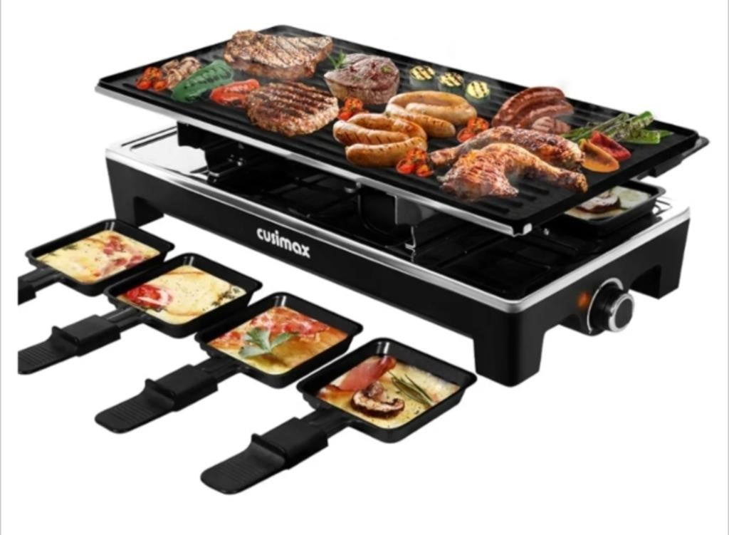 CUSIMAX Raclette Grill Electric Grill Table, Portable 2 in 1 Korean BBQ GMRG-300