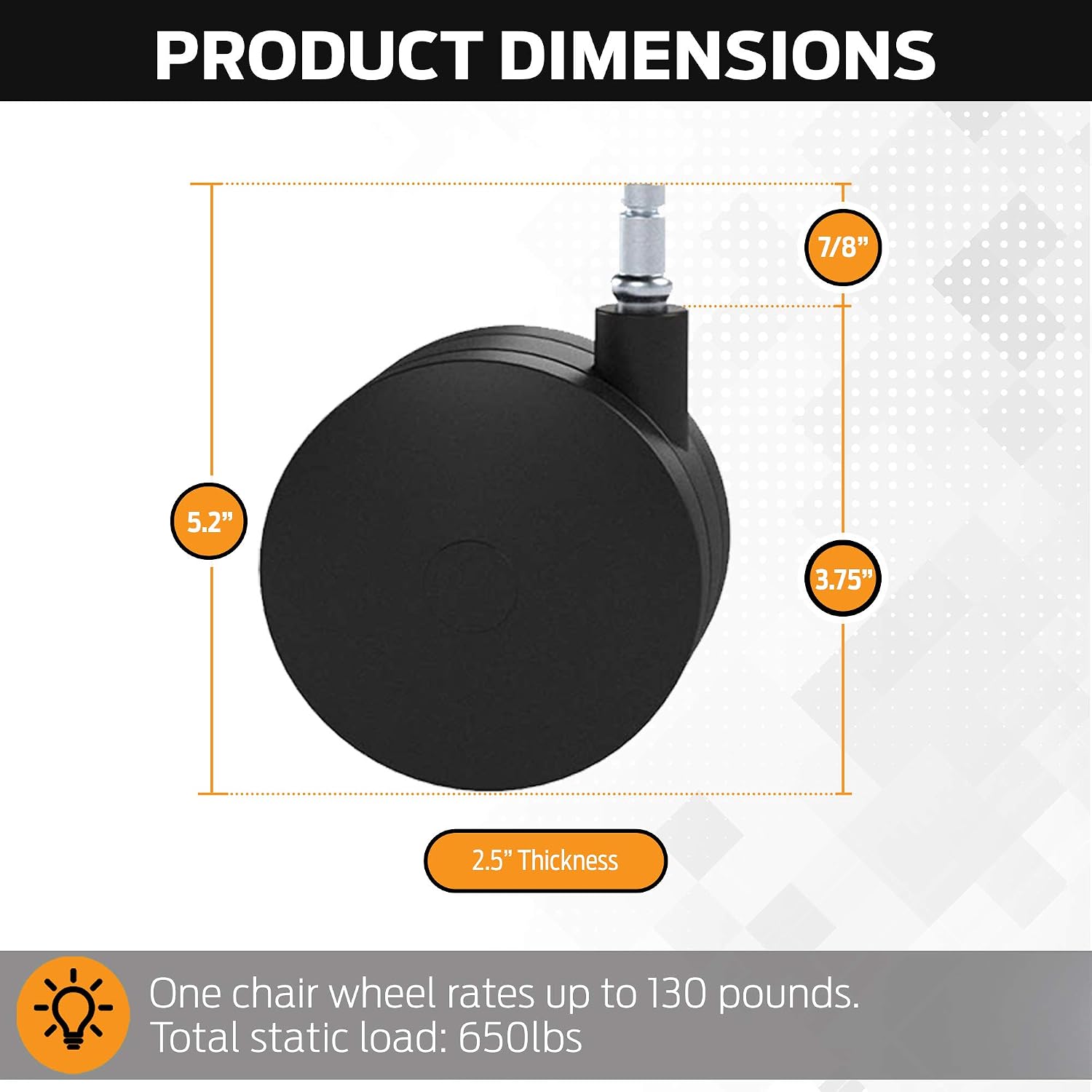 Boundless Performance Heavy Duty Chair Wheels Set of 5