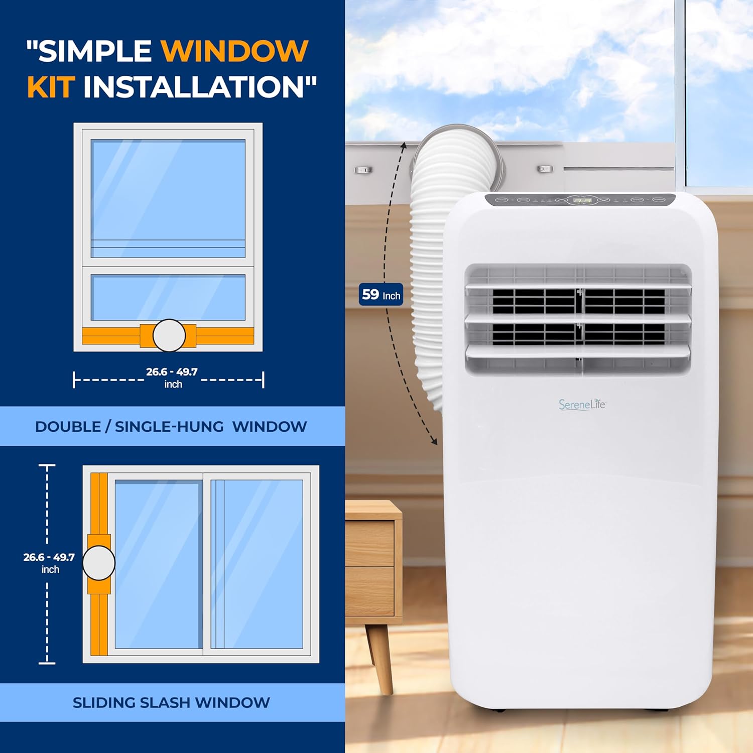 Serene Life Portable Electric Air Conditioner Unit-900W 10,000 BTU Model SLPAC10