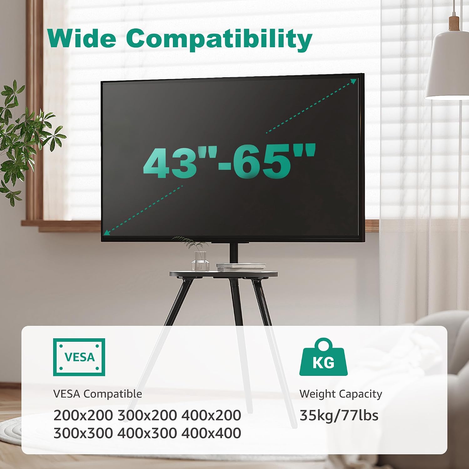 Metal Tripod TV Stand for 43-65" TVs,