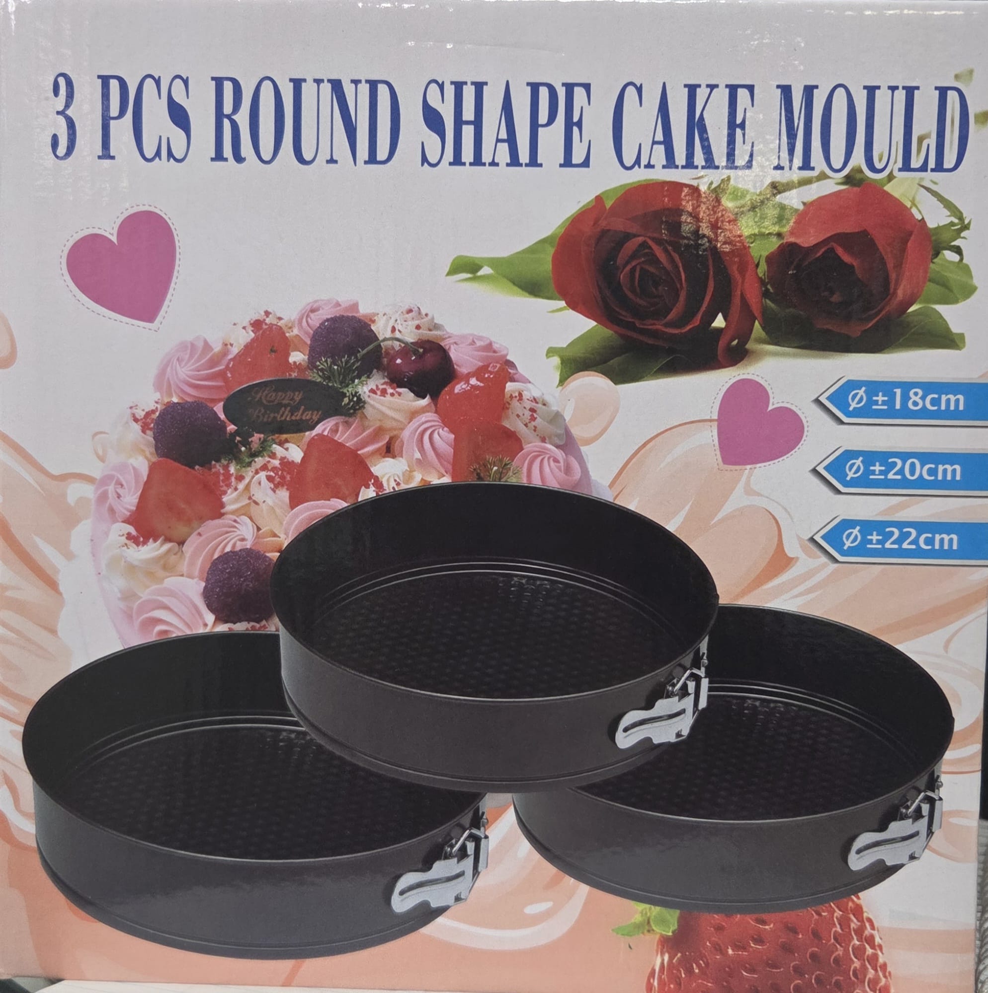 3 Pcs/Set Non-Stick Springform Cake Pan Metal Baking Cake Mold With Removable Bottom Round Heart Square Shapes Bakeware Pan