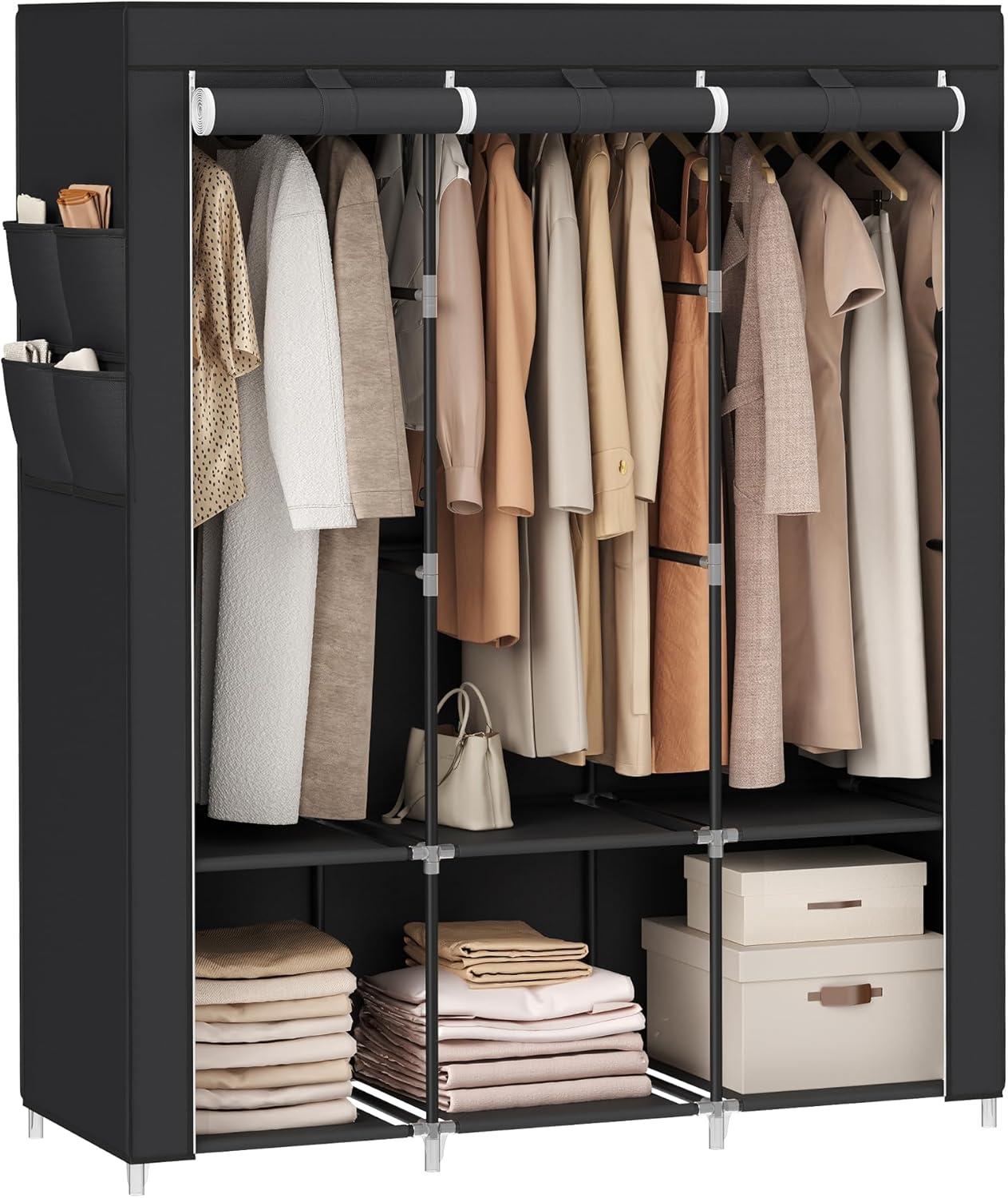 SONGMICS Portable Closet, 51.2 x 17.7 x 65.7 Inches, Large Ink Black URYG092B02