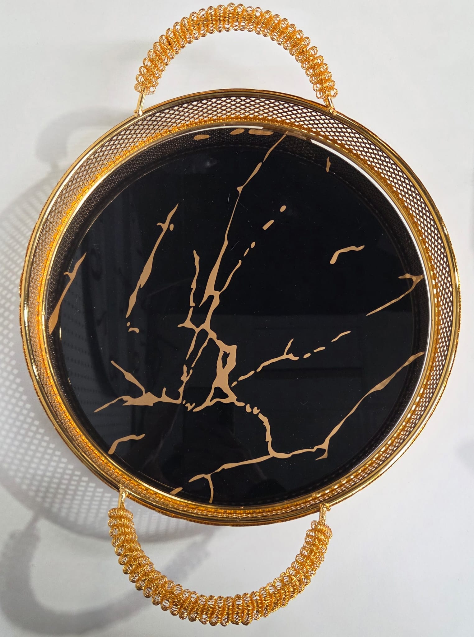 TRAY ROUND MARBLE BLACK