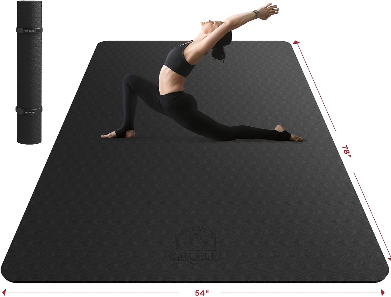 HAPBEAR Yoga Mat 72"x48"x6mm (1/4 inch), BLACK