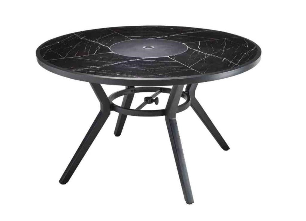 CANVAS Jasper Tile Tabletop Marble Finish Aluminum, 52"x 30"H, Black