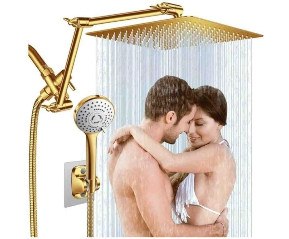 Beekim 12'' Gold Rain Shower Head, High Pressure Rainfall Shower Head with 16 inch