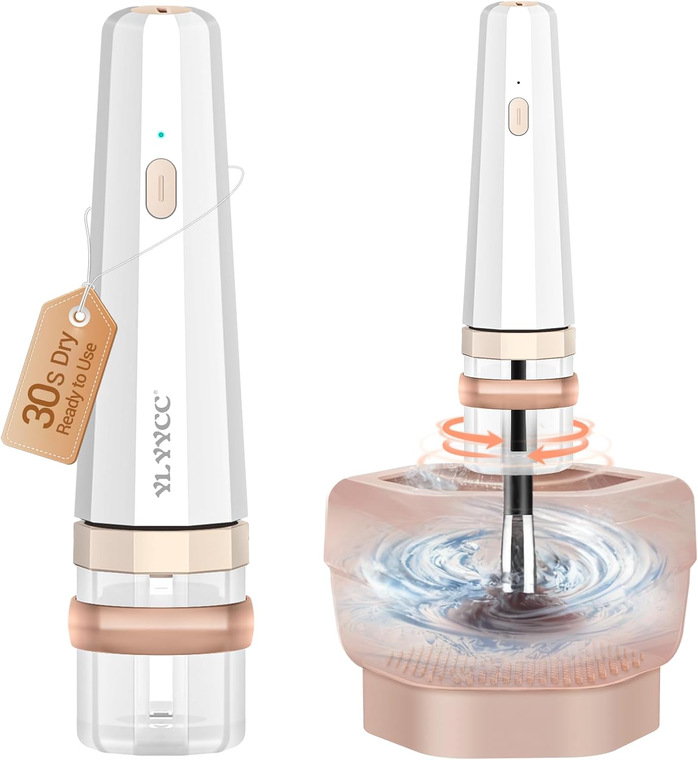 YLYYCC Electric Makeup Brush Cleaner Machine Fast Cleaning & Instant Dry. 8.4"×2.1", White