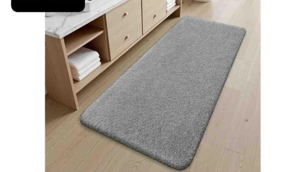 OLANLY Soft Microfiber Bath Mat, 24x47, Silver Grey