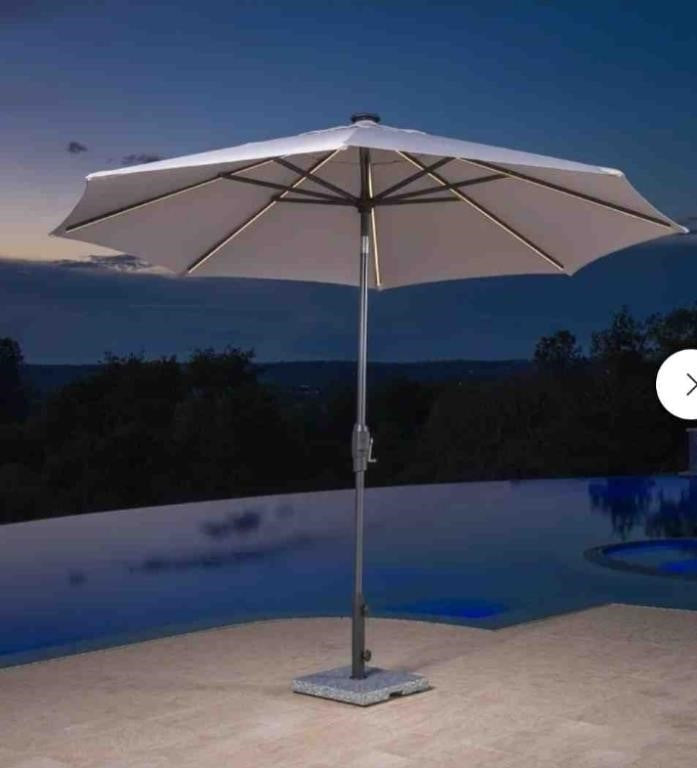 Sunvilla 10' Round Solar LED Market Umbrella