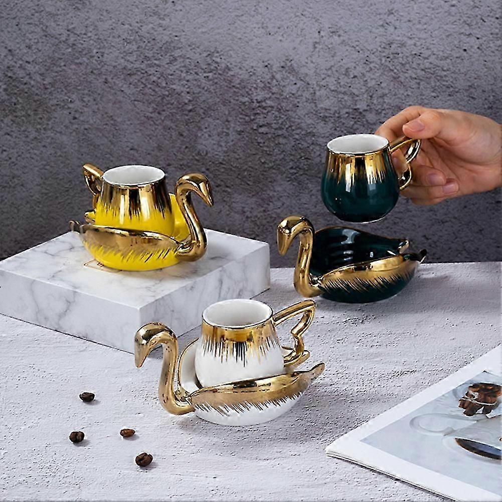 Delicate-Swan Coffee Cup Saucer Set Home Party Reusable Morning Tea Cup Set For Tea Coffee