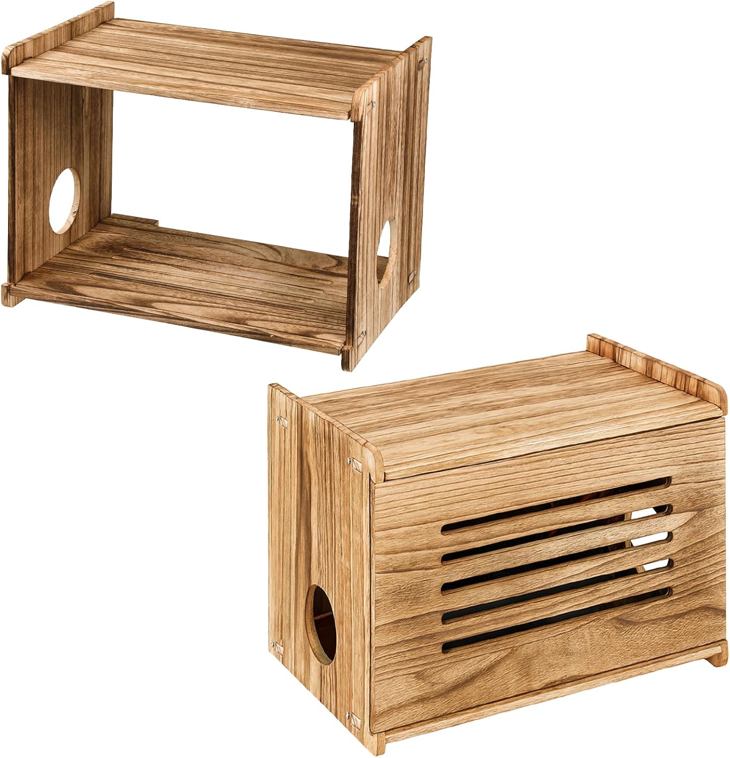 Qulkws Router Box Hider Router-Shelf Solid Wood Router Storage Boxes
