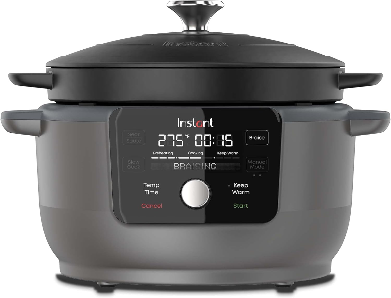 Instant Electric Round Dutch Oven, 6-Quart 1500W, 5-in-1, Black