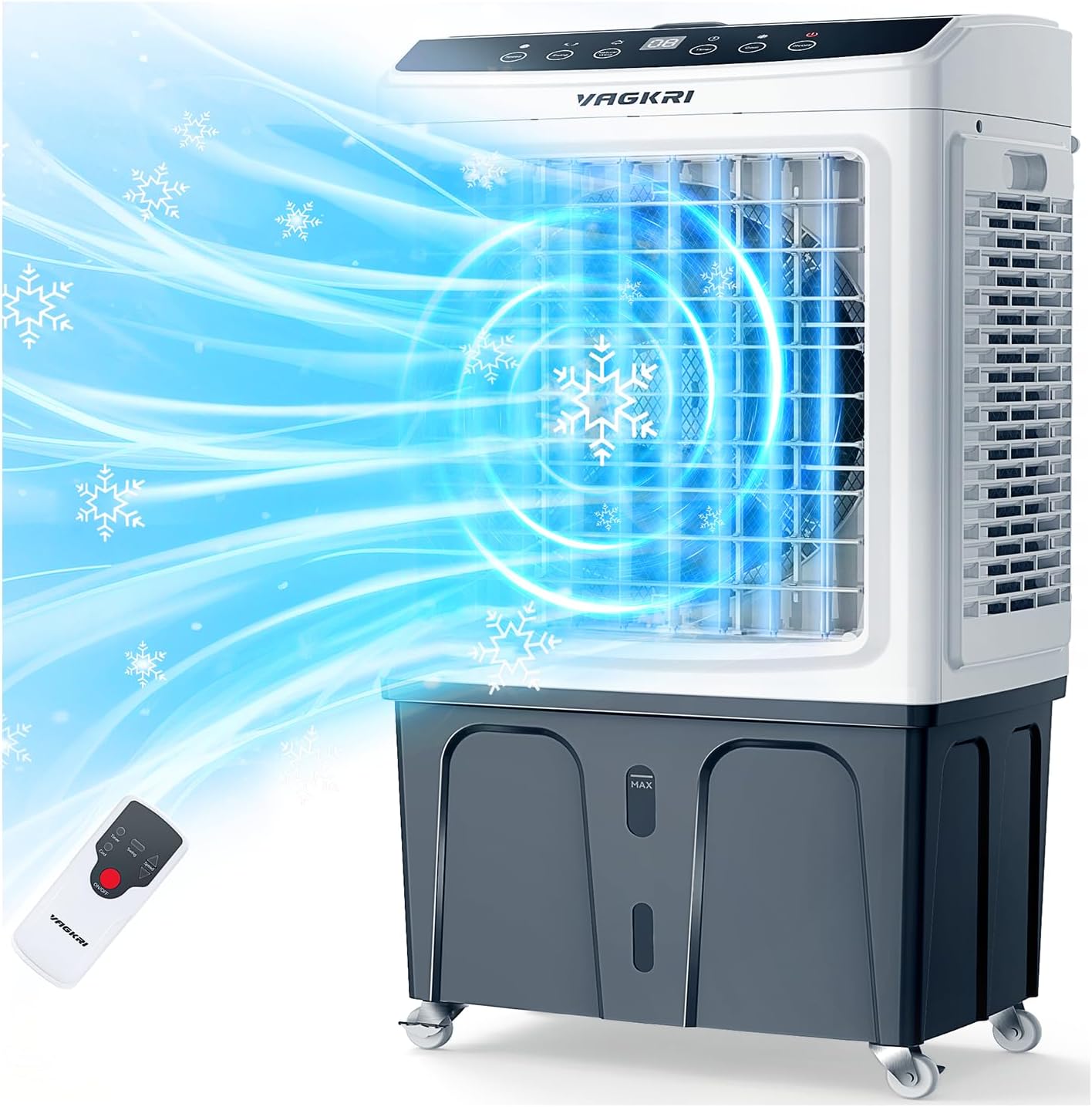VAGKRI 35" Evaporative Air Cooler, 2800CFM Swamp Cooler, 9.2Gallon VA-EC03