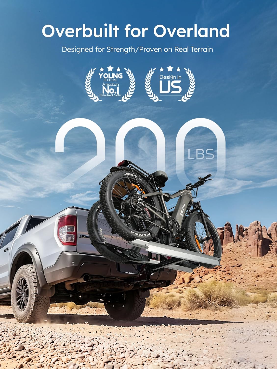 Young Electric Hitch Mount Bike Rack, 200 lbs Capacity