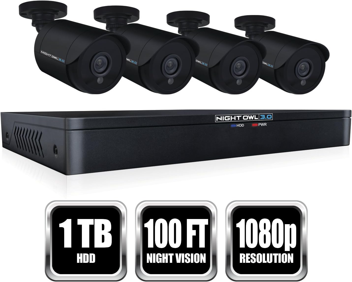 Night Owl WM-841-2MP 8 Channel HD Video Security DVR, BLACK