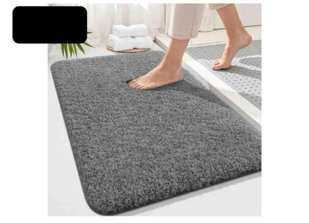 OLANLY Soft Microfiber Bath Mat, 24x36, Grey