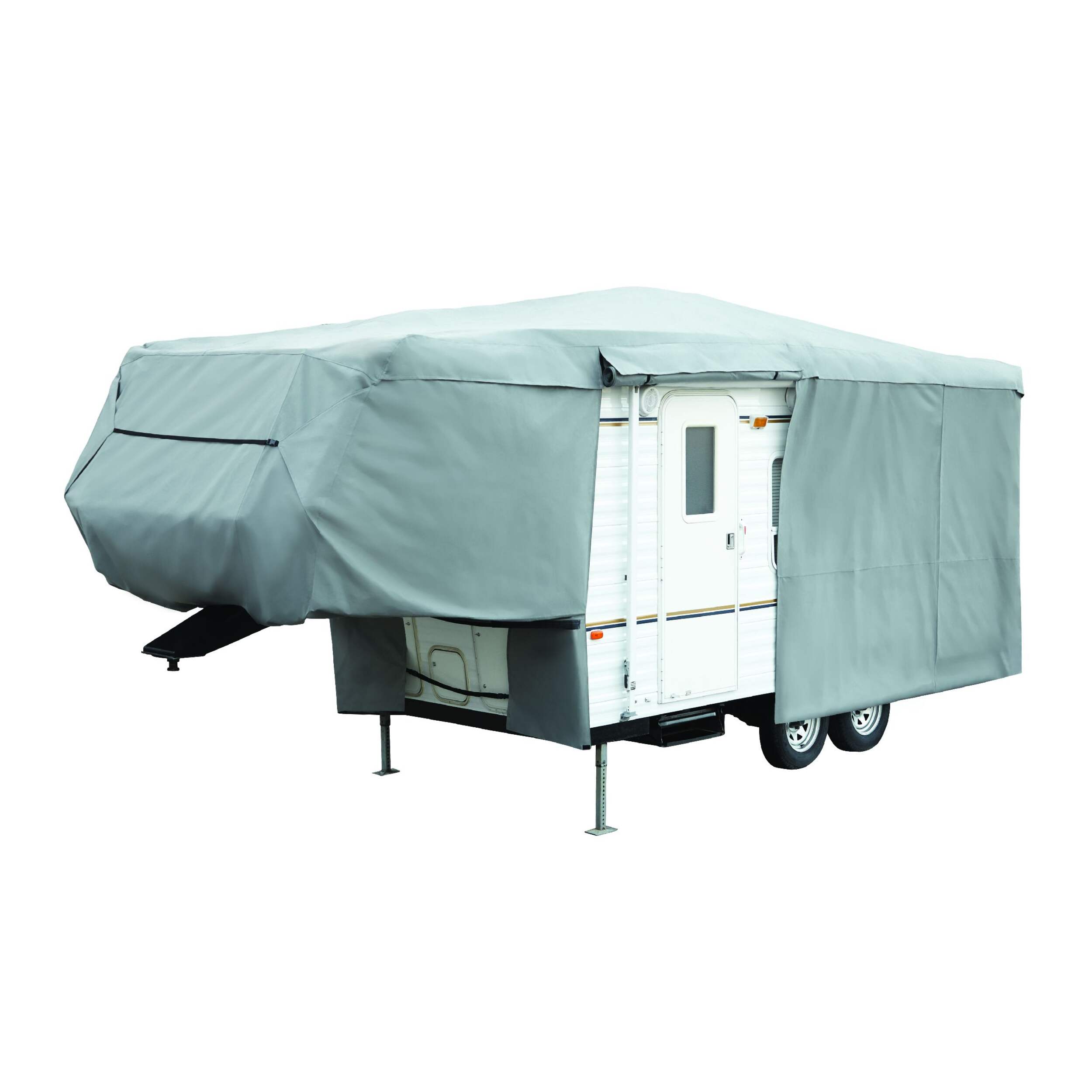 Leopard Premium 4-Ply 5th Wheel RV Cover, fits 23-ft to 26-ft RV, Small Gray