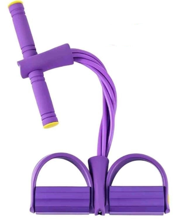 Resistance Band with Foot Pedal, Six-Tube Pull Rope, Purple Size 14.5"×9"