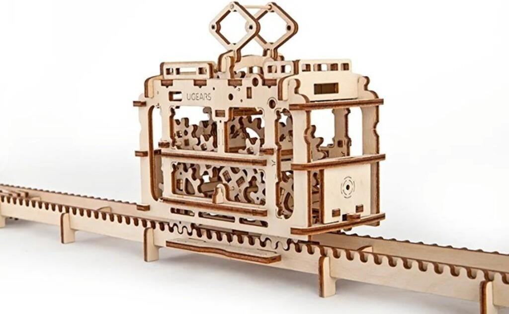 Ugears 3D Puzzles for Adults Tram with Rails Mecha