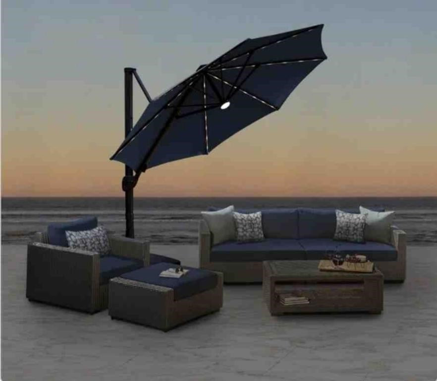 Atleisure Seasons Sentry 11' LED Solar Round Cantilever Umbrella