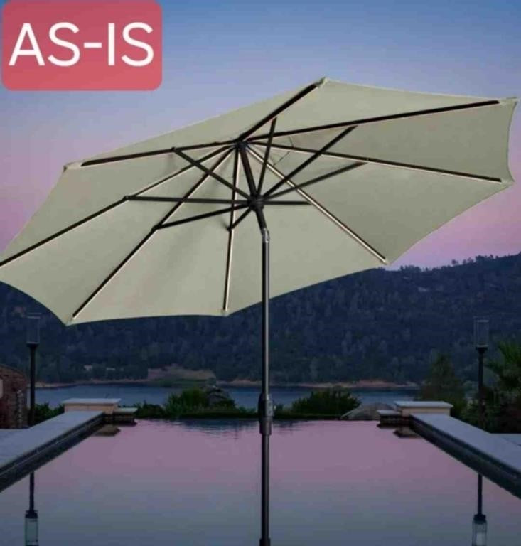 SunVilla Round LED Market Umbrella Beige (98"×114")