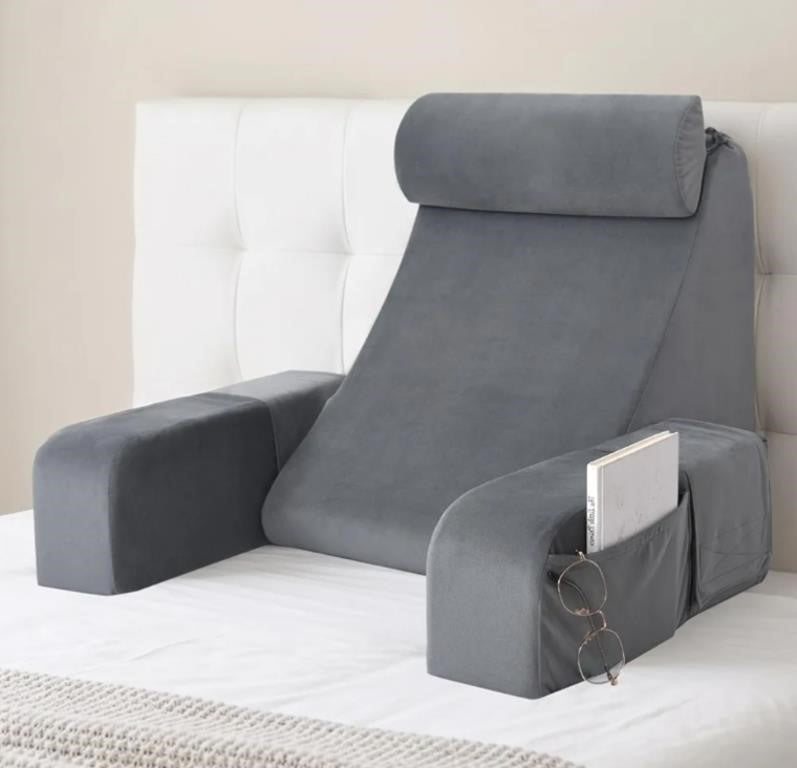 ENITYA Reading Pillow for Sitting in Bed Adult, Medium 19"(Grey)