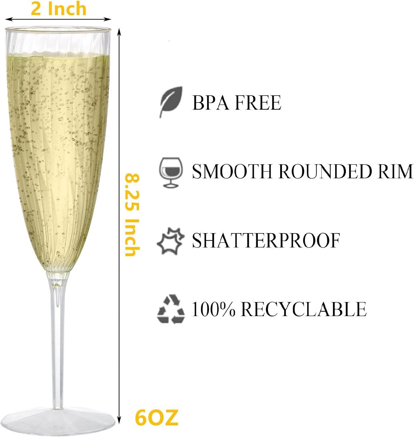 Tebery 36 Pack Clear Plastic Champagne Flute M