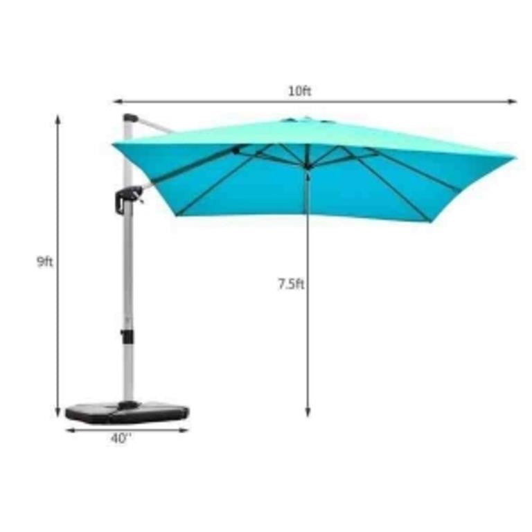 Costway 10-ft Garden Patio Umbrella Crank and Base, Model OP70233NY, Light Blue
