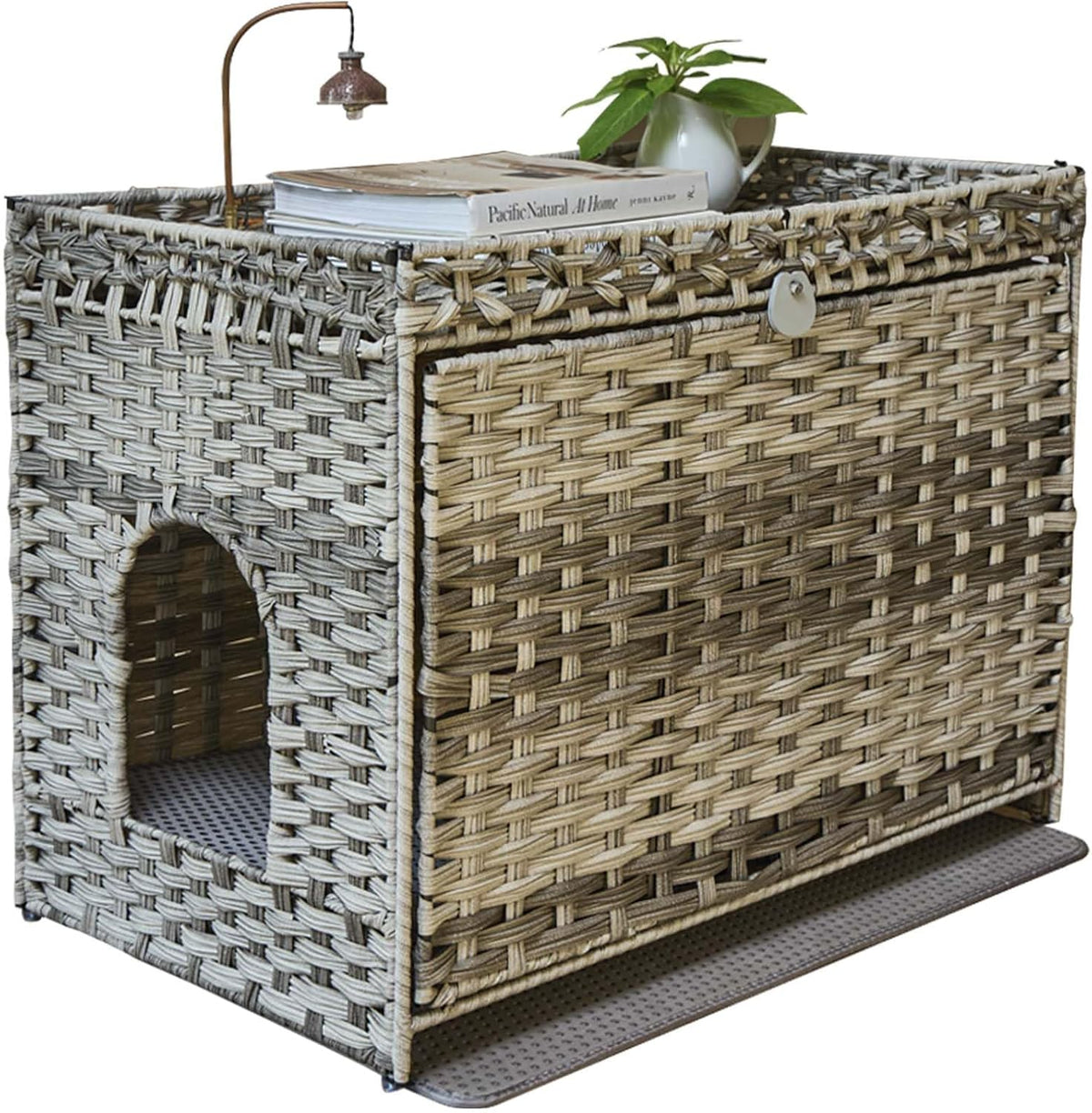 Petsome Large Cat Litter Box Enclosure with Litter Mat