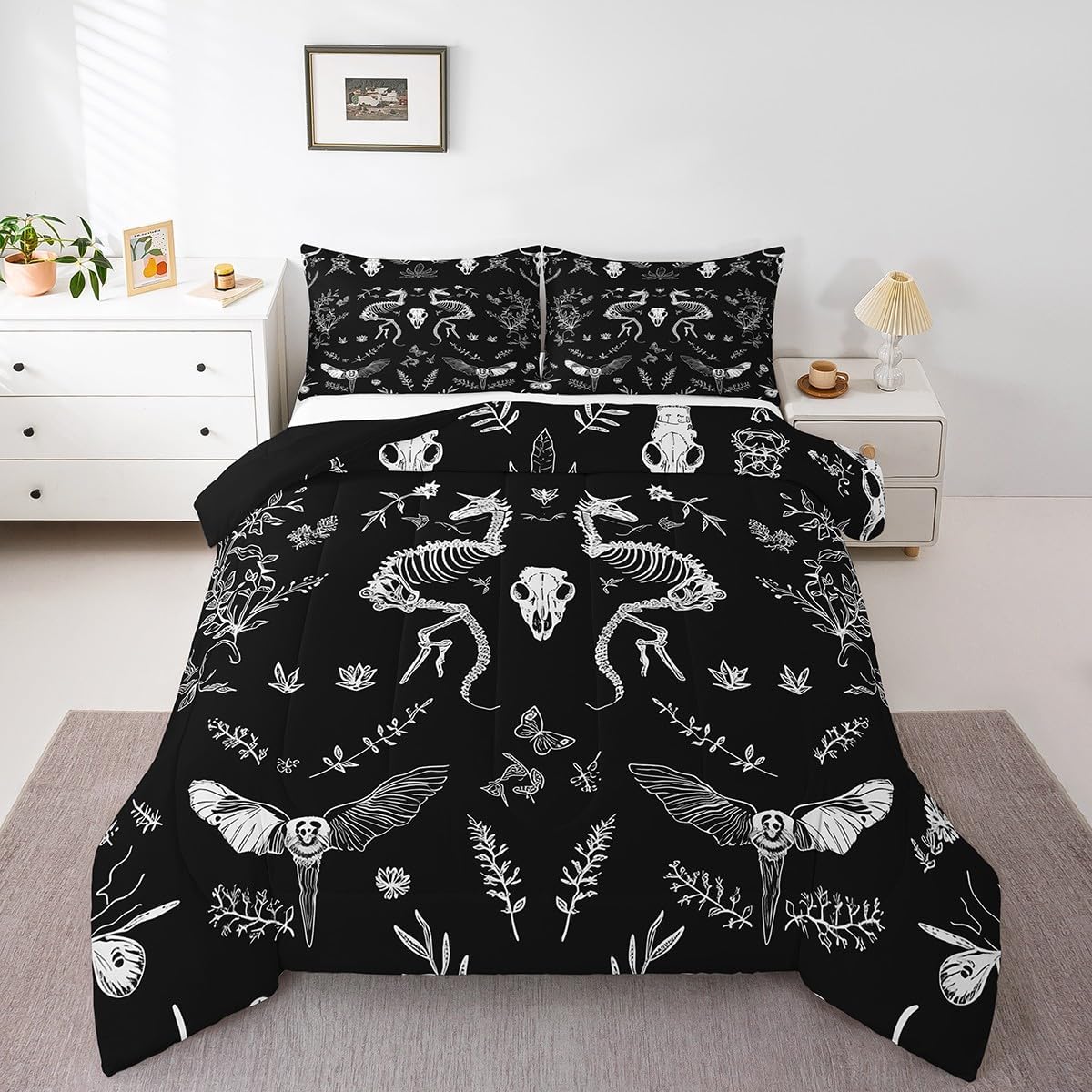Feelyou Kids Goth Twin Size Comforter Set Gothic Art,