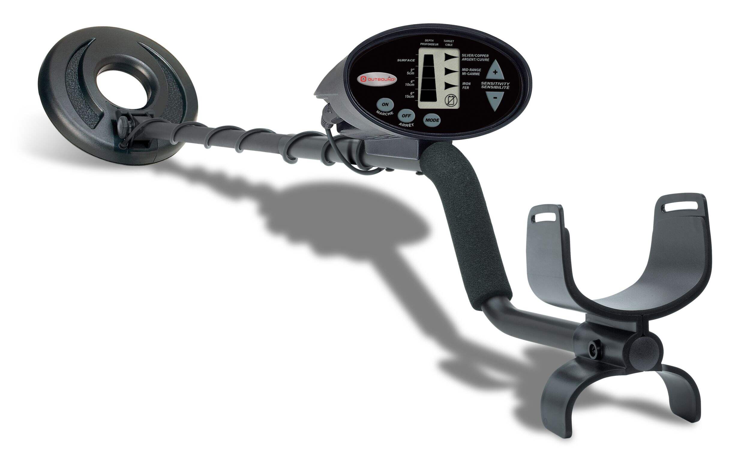 Outbound Metal Detector with LCD Display, Depth: 7" - 2', Black