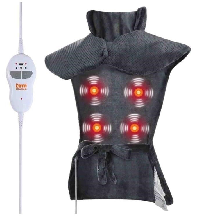 TiMiCalda Heating pad for Neck, 24"x35", 4 Motor Gray.