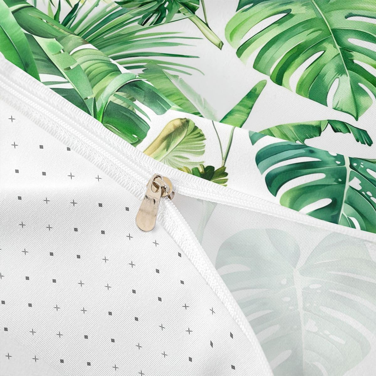 Feelyou Palm Leaf Duvet Cover Queen Size Kids, Botanical Branches Summer