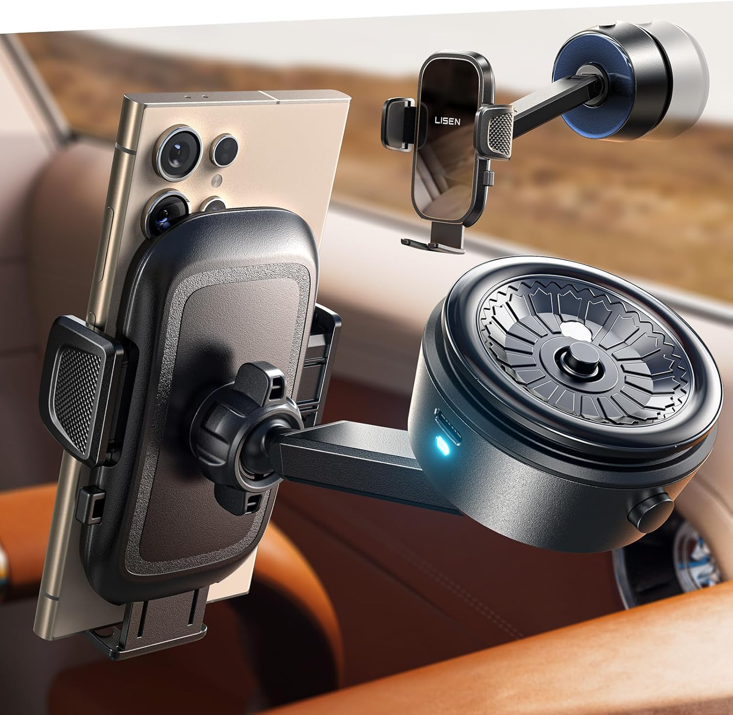 LISEN Electric Retractable Car Phone Mount,