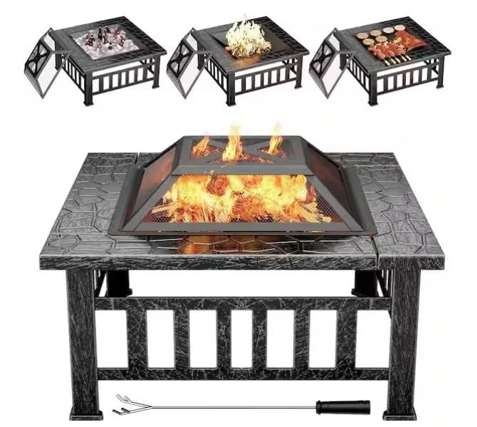 Tozey 32in Outdoor Fire Pit EM44388 SILVER