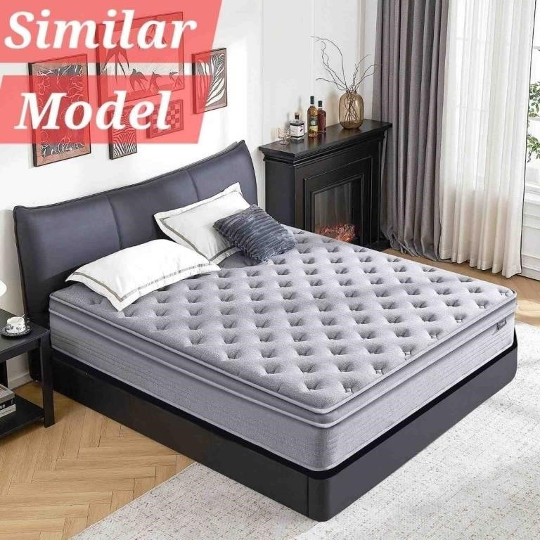 Trwztny 12" Queen Luxury Hybrid Mattress, Grey