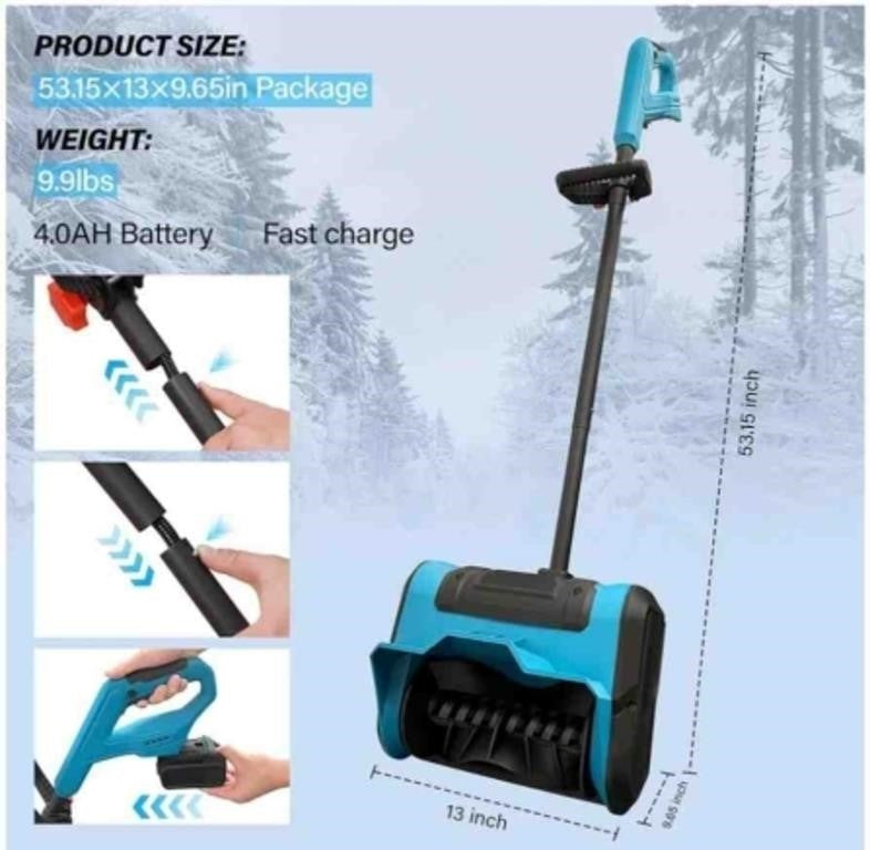 Rayleey Cordless Snow Shovel with Two 4.0AH Battery and Charger,