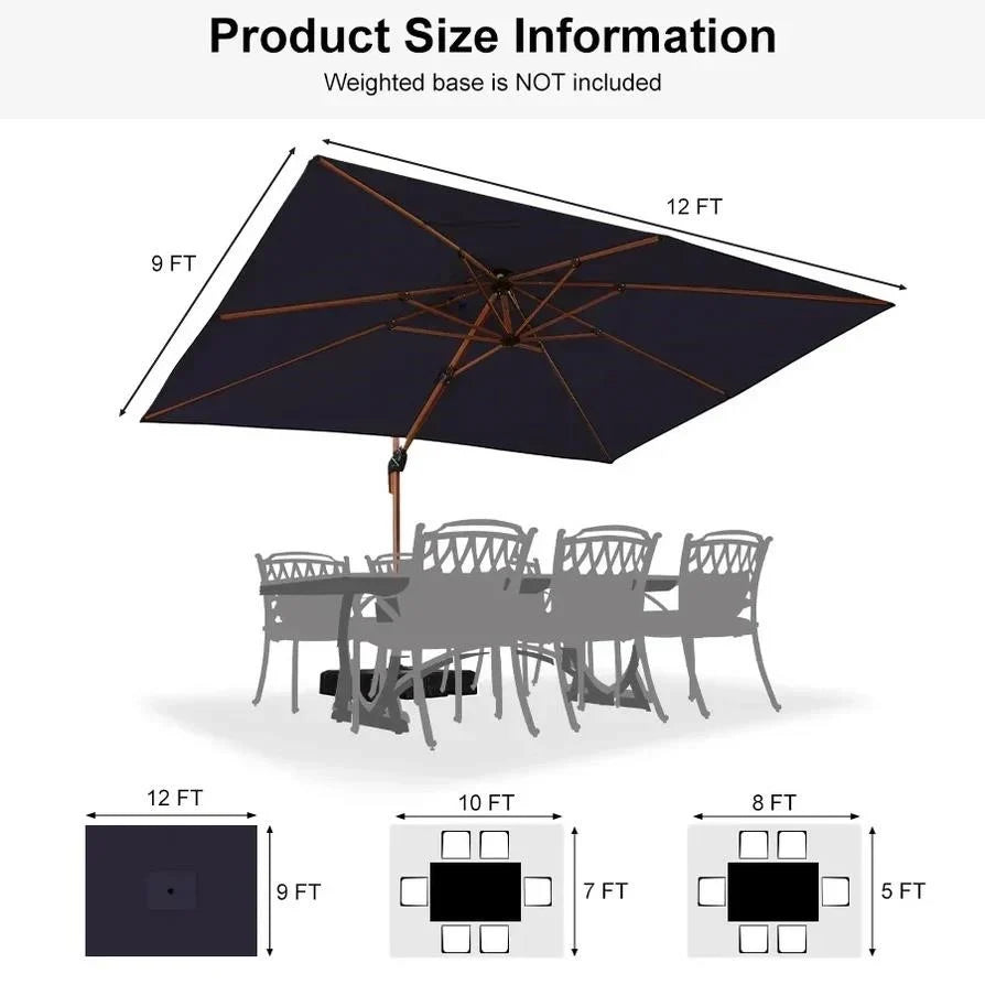 9 x 12 ft Rectangular Patio Umbrella ET47361