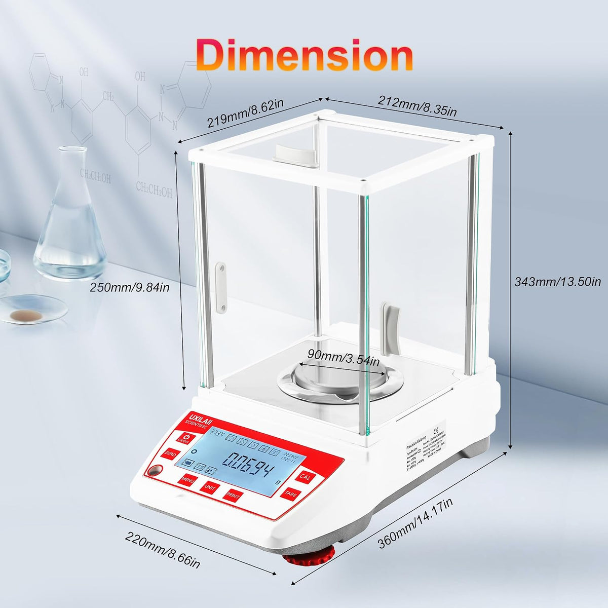 UXILAII SCIENTIFIC Analytical Balance 220g/0.1mg Precision Lab Scale