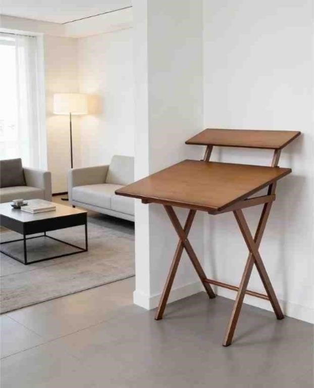 Foldable Bamboo Desk, 3-Height Adjustable, BROWN
