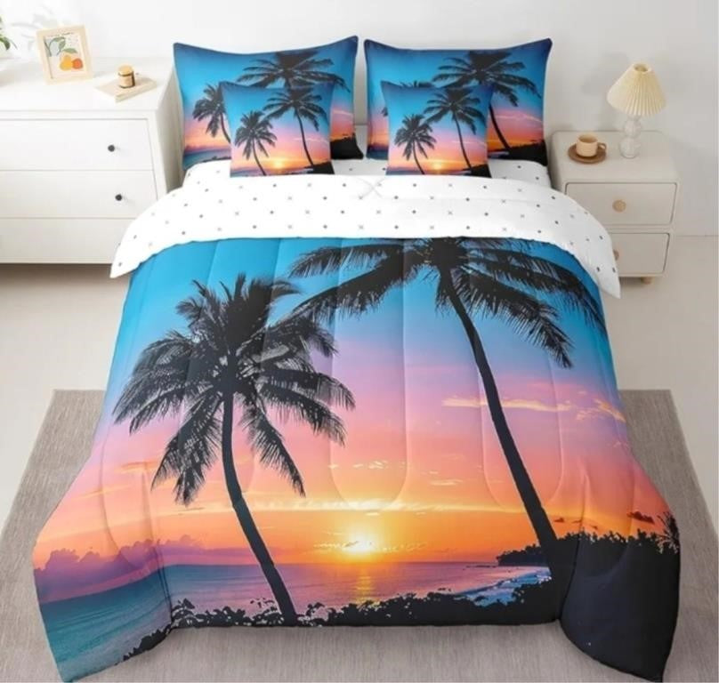 Feelyou Twin Comforter Set 7 Pcs Palm Tree,