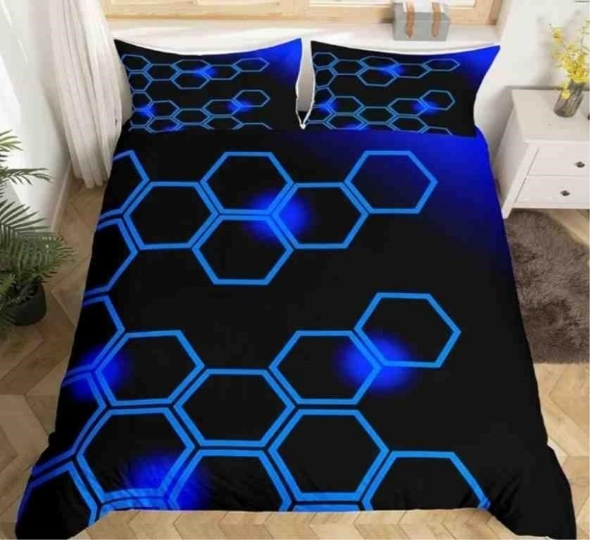 Feelyou Blue and Black Bedding Duvet Cover Set Twin Size
