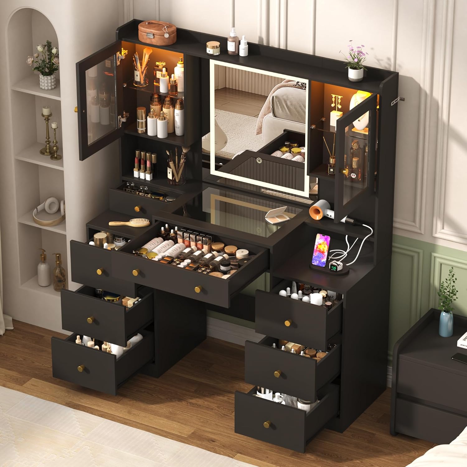 47" Black Vanity Desk EN44698