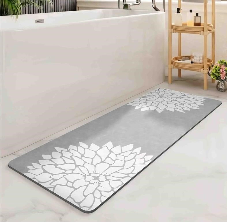 MontVoo Bathroom Mats, 17"x57", Grey