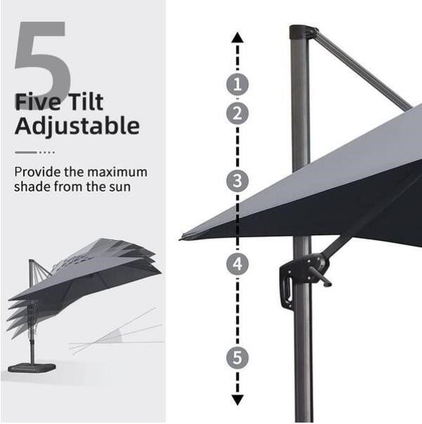 Cantilever Umbrella Gray 9x11.5' EN44589