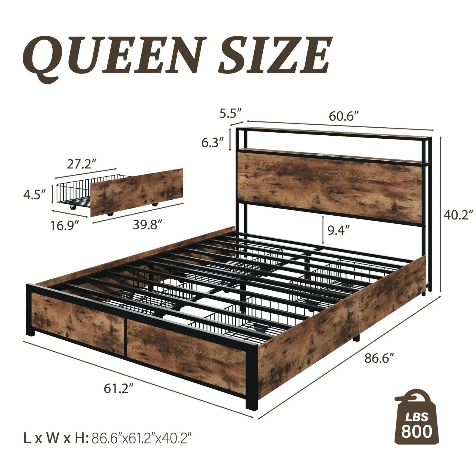 Fluest Queen Bed Frame EM44022