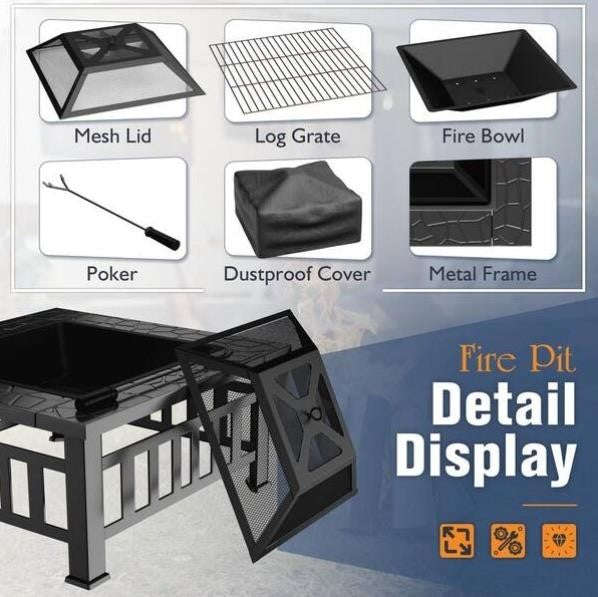 Tozey 32in Outdoor Fire Pit EM44843 BLACK