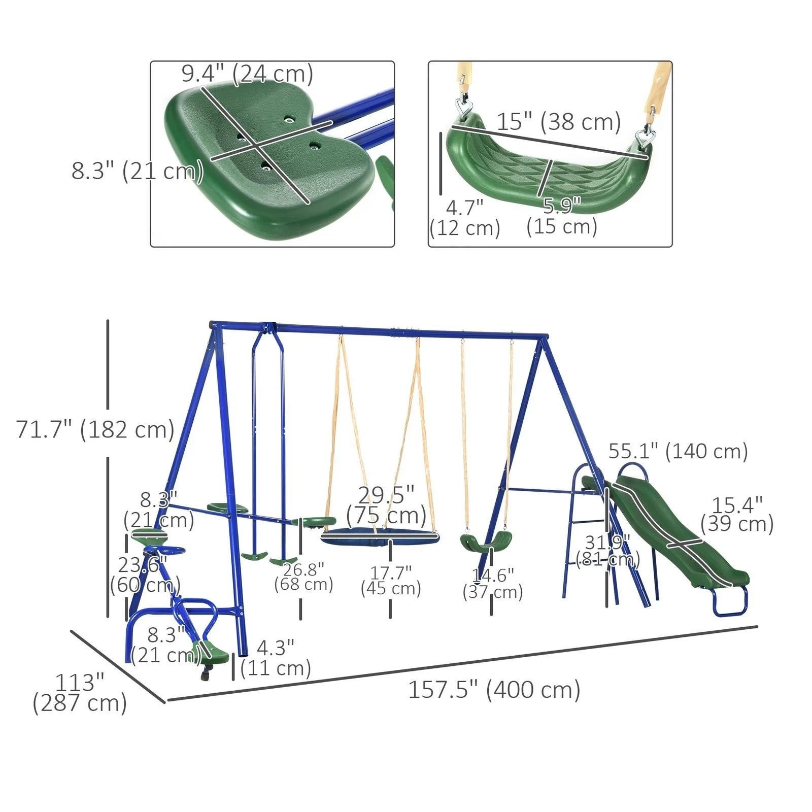 Outsunny 5 in1 Kids Swing Set BU24996
